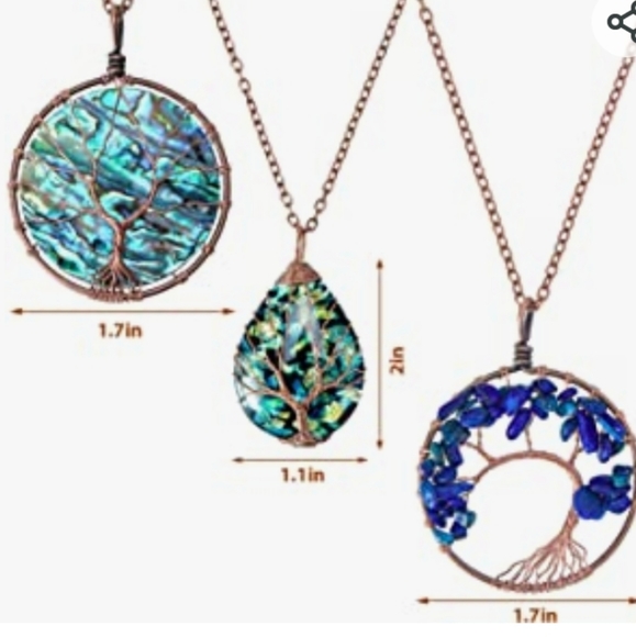 Tree of Life Crystal Gemstone Healing Necklaces Set of 3 NWT - Picture 4 of 4